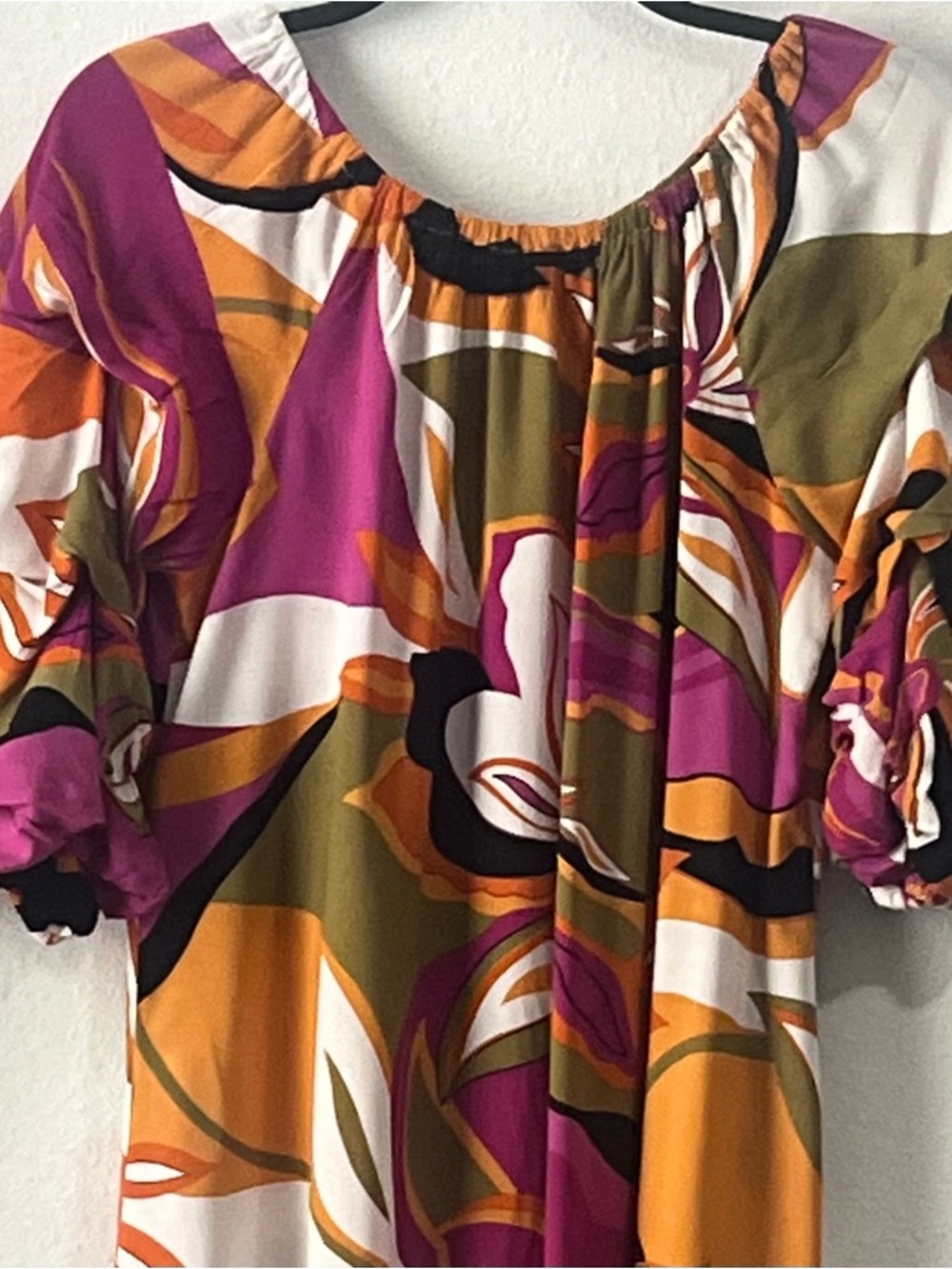 MSK Magenta, Olive & Orange Floral High-Low Dress, Size XL - Picture 2 of 9